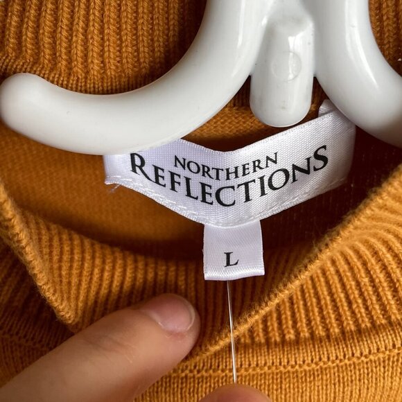 NWT NORTHERN REFLECTIONS Mock Neck Boxy Sweater 100% Cotton Mustard Tan Sz Large - Picture 5 of 12